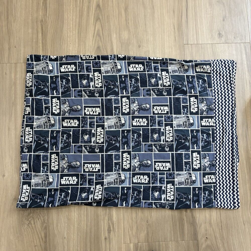 Vintage Star Wars Standard Pillowcase 29x19 Navy Blue Zig Zag Trim